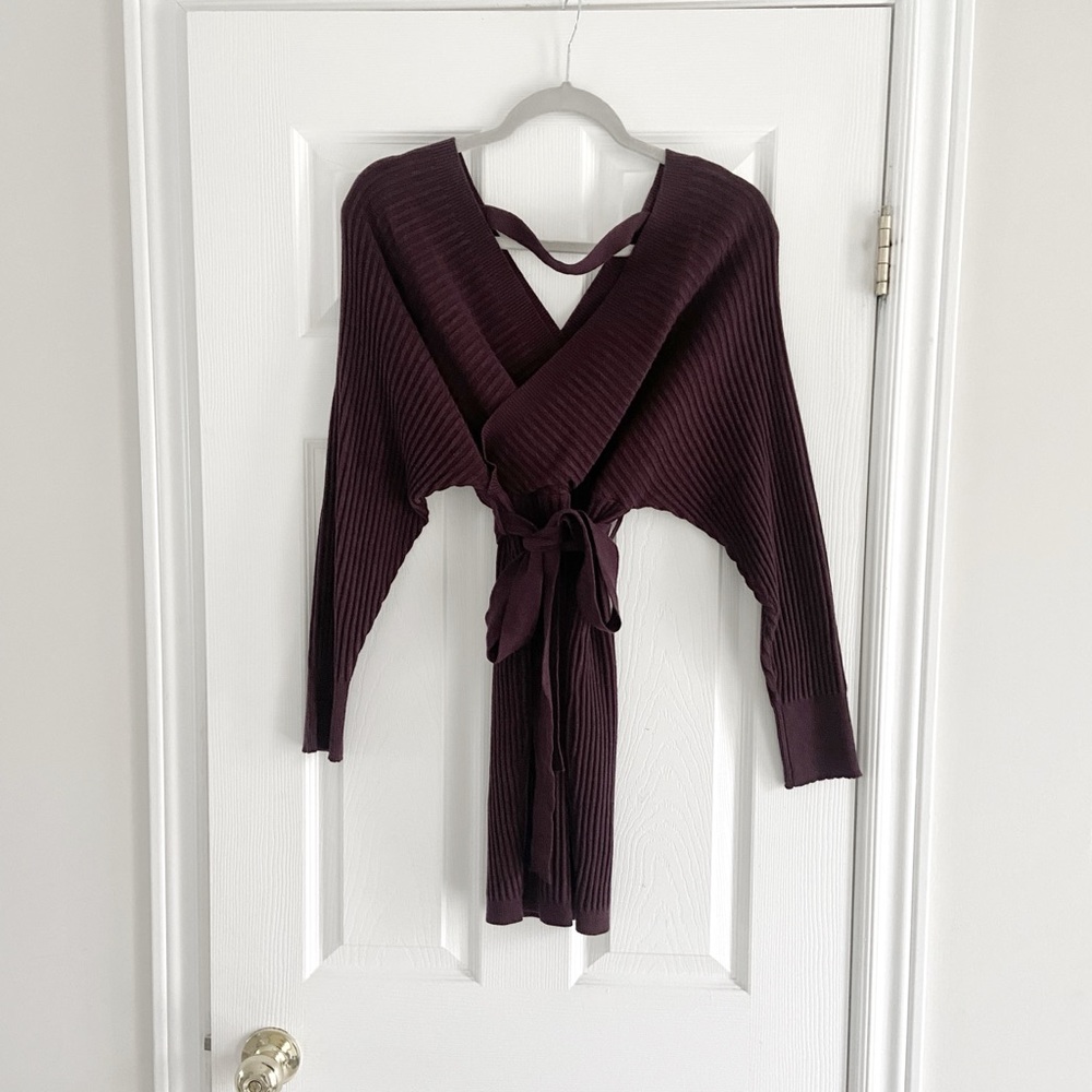 Windsor | Plum Ribbed Wrapped knit Dress